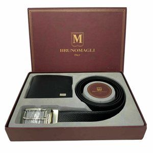 Bruno Magli Leather Wallet & Belt Blac Set L 38-40
